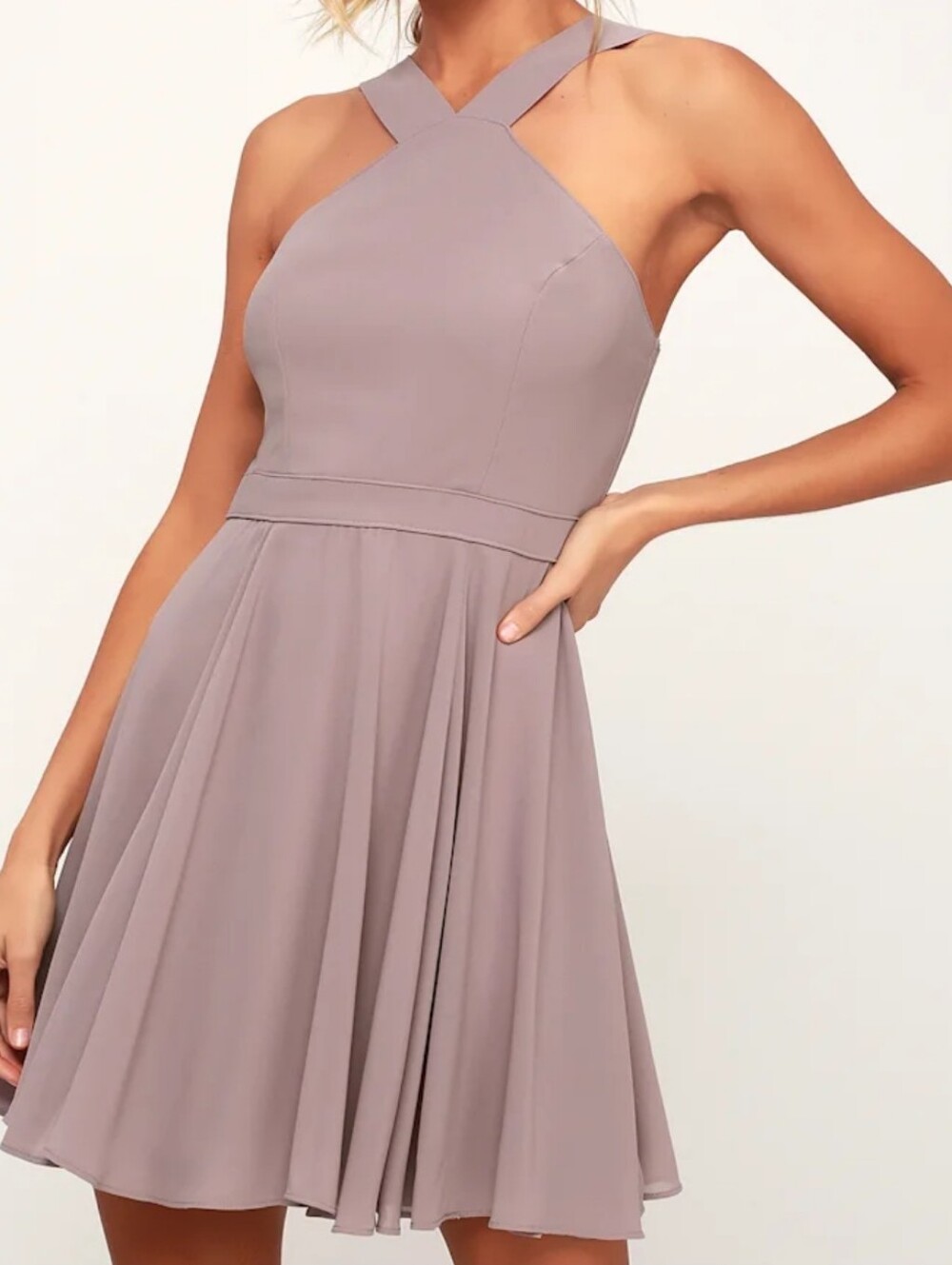 Lulus Forevermore Taupe Skater Dress Size Small